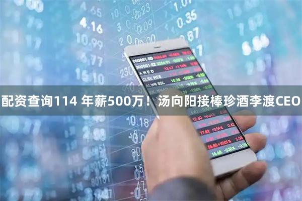 配资查询114 年薪500万！汤向阳接棒珍酒李渡CEO