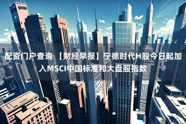 配资门户查询 【财经早报】宁德时代H股今日起加入MSCI中国标准和大盘股指数